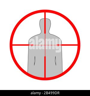 Sniper scope crosshair man silhouette. Vector target illustration Stock Vector