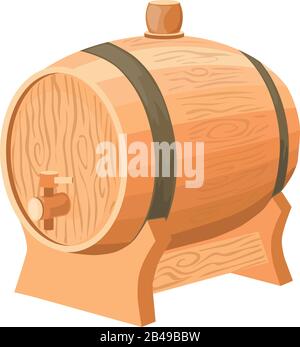 Illustration of wine barrel, with white background vector Stock Vector