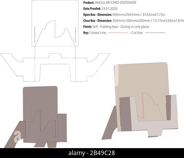 ANGULAR CARD DISPENSER Box template die cut vector Stock Vector