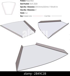 Pizza Slice box template die cut vector Stock Vector