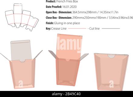 French Fries Box template die cut vector Stock Vector