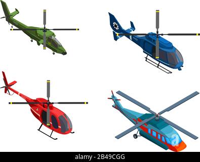 Illustration of helicopters, with white background vector Stock Vector
