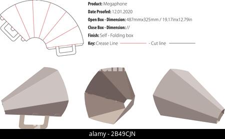 Megaphone structural design die cut vector Stock Vector