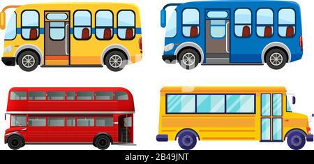 Illustration of different buses, with white background vector Stock Vector