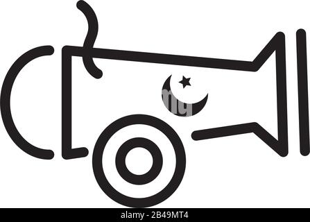 cannon weapon with turkey flag line style Stock Vector