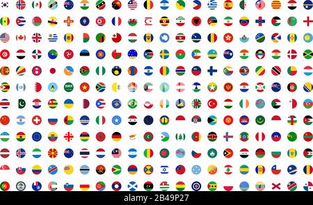 Illustration of different circle flags, with white background vector Stock Vector