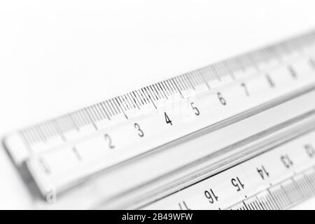 selective focus a part of the plastic precision measurement tool Stock Photo