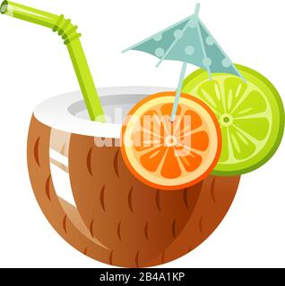 Illustration of cocktail coconut, with white background vector Stock Vector