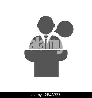 Conference, Presentation icon, Vector graphics. Speaker icon in flat style. EPS 10. Stock Vector