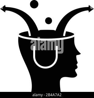 Sharing ideas black icon, concept illustration, vector flat symbol, glyph sign. Stock Vector