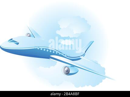 Illustration of airplane, with white background vector Stock Vector