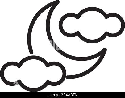 moon night with cloud line style icon Stock Vector