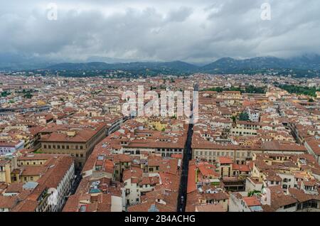 Amazing view of Florence city from Campanile di Giotto bell tower in Florence Italy Stock Photo