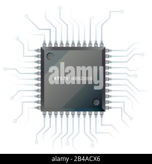 Illustration of computer chip, with white background vector Stock Vector