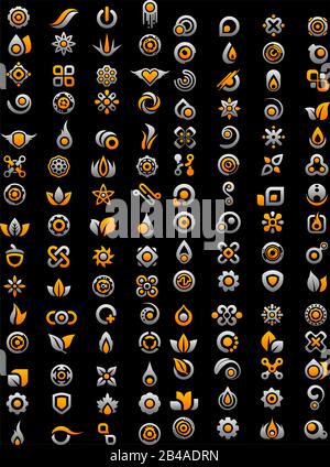 Set of Illustration gold icons , with black background vector Stock Vector