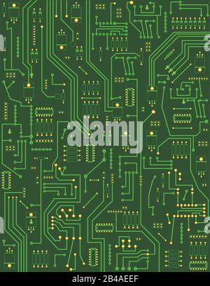 Illustration of circuit board, with green background vector Stock Vector