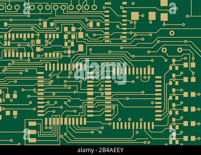 Illustration of circuit board, with green background vector Stock Vector