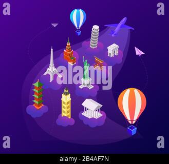 Enjoy your flight - colorful isometric vector illustration Stock Vector