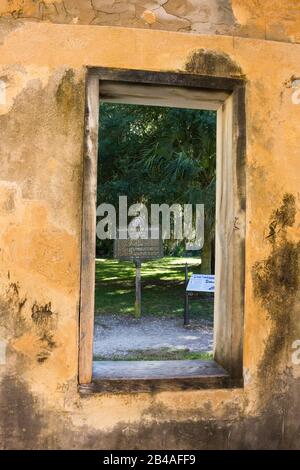 Looking through a window of the Horton House located on Jekyll Island, Georgia. Stock Photo