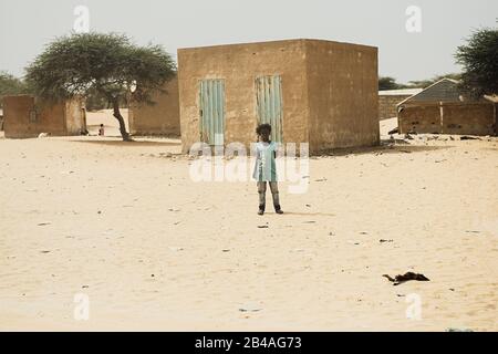 Chinguetti, Adrar Province, Mauritania, January 20, 2020: Small improvised house in the Sahara Stock Photo