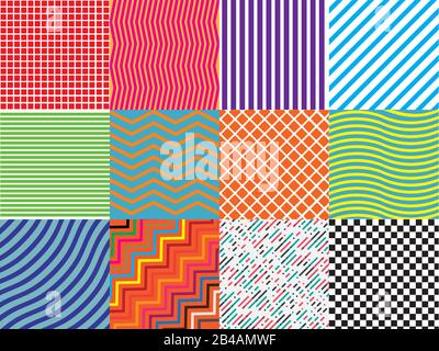 Set of different pattern in many colors vector Stock Vector