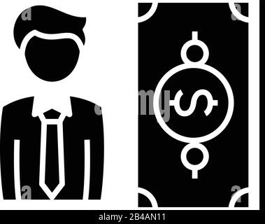 Staff salaries black icon, concept illustration, vector flat symbol, glyph sign. Stock Vector