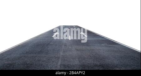 Asphalt road with arrows symbol of straight route. Isolated background Stock Photo