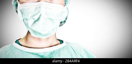 Portrait of surgeon woman. Testing for Coronavirus pandemic Stock Photo