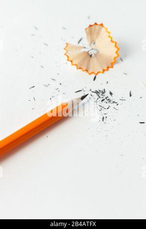Pencil isolated close up on white background top view Stock Photo
