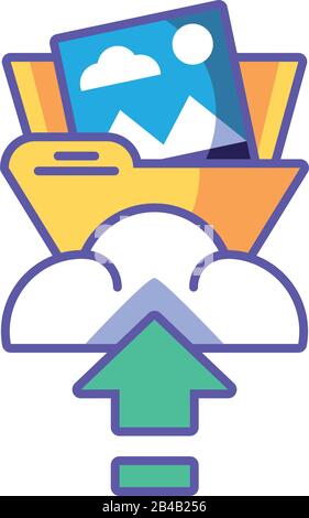 upload information in the cloud in white background vector illustration design Stock Vector