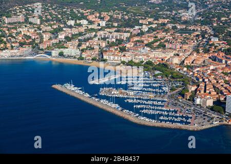 France, Var, coast, commune of Sainte Maxime (aerial view) Stock Photo