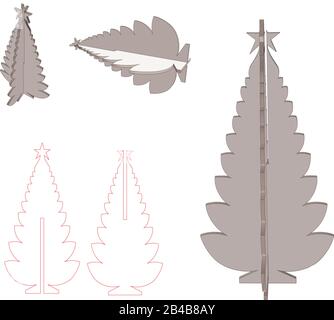 Christmas tree die cut template - Vector Stock Vector