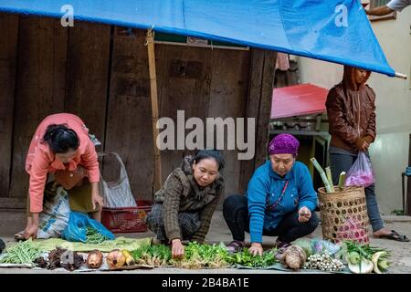 Laos, Phongsaly province, Muang Khua town, market Stock Photo