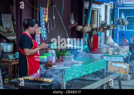 Laos, Phongsaly province, Muang Khua town, restaurant Stock Photo