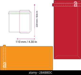 Invitation envelope DL Size 220x110 Stock Vector