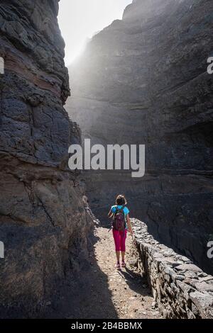 Cape Verde, Santo Antao island, hike on the cliff side from Ponta do Sol to Cruzinha da Garça Stock Photo