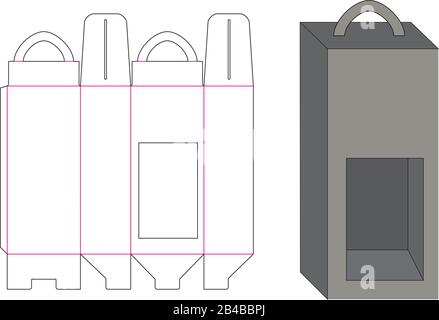 Wine bag box Box Packaging template die cut vector Stock Vector