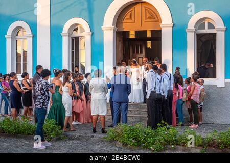 Cape Verde, Fogo island, Sao Filipe, historic centre, wedding in Nossa Senhora da Conceiçao church Stock Photo