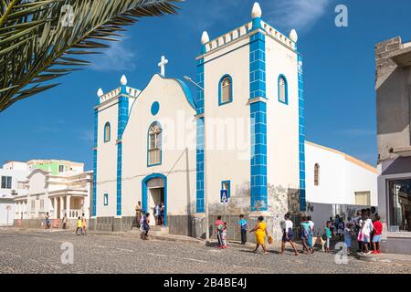 Cape Verde, Boa Vista island, Sal Rei, Santa Isabel catholic church Stock Photo