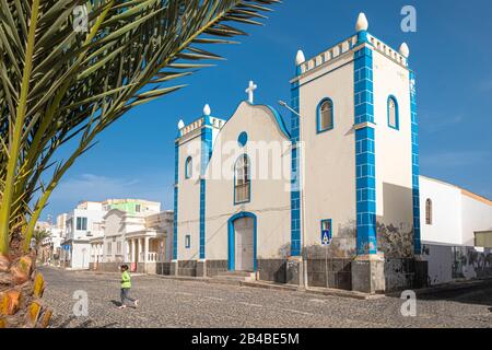 Cape Verde, Boa Vista island, Sal Rei, Santa Isabel catholic church Stock Photo