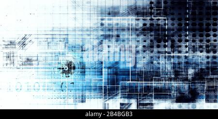 Cybernetics Mechanical Design as a Blueprints Art Stock Photo