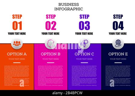 Illustration of Modern Business colorful infographic with title,elements, creative,shapes - vector Stock Vector