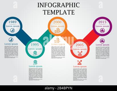 Illustration of Modern Business colorful infographic with title,elements, creative,shapes - vector Stock Vector