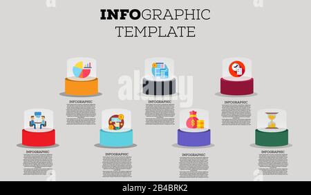 Illustration of Modern Business colorful infographic with title,elements, creative,shapes - vector Stock Vector