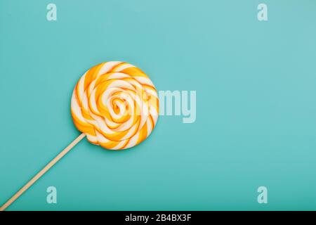 Gamepad on blue background, weekend concept, gaming hobby. Copy space. Stock Photo
