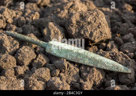 spearhead, ancient archeological finding Stock Photo