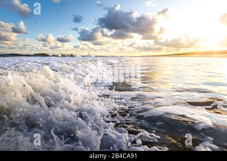 The beach near the dutch villages Westkapelle and Domburg on a warm summer morning. Stock Photo