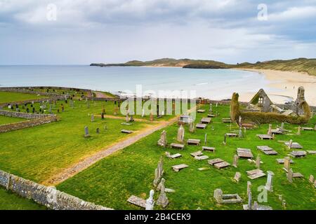 The ruins of a church at Balnakeil in Scotland Stock Photo