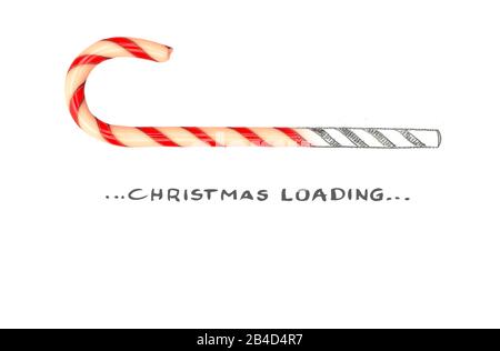 christmas loading sign with candy cane Stock Photo