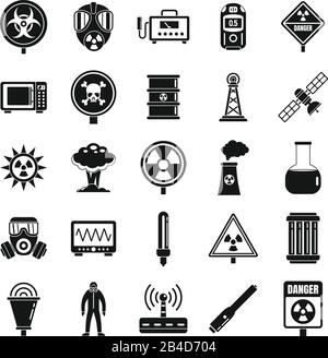 Radiation hazard icons set. Simple set of radiation hazard vector icons for web design on white background Stock Vector